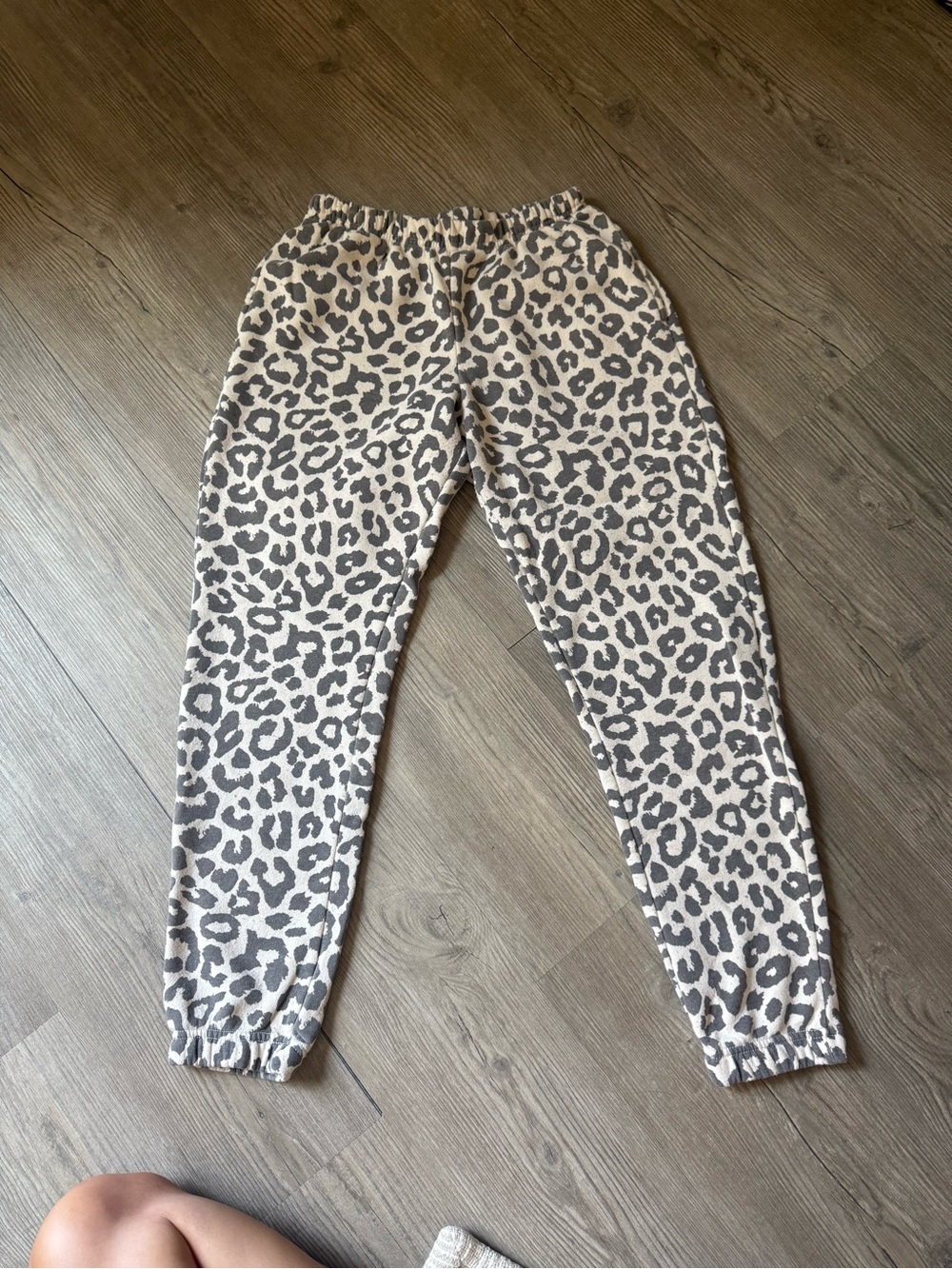 Grayson Threads Cream Jogger Pants with Gray Leopard Print